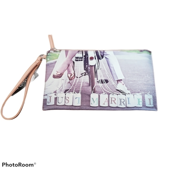 "Just Married" Bicycle Graphic Wristlet - Picture 1 of 5
